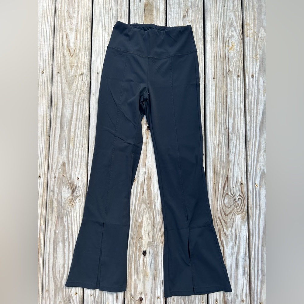 KIMBERLY C Active Black Yoga Open Flare Legging Stretch Pants Size‎ Medium